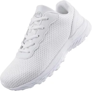 Men’s Wide Shoes for Walking Wide Width Diabetic Shoes Cushioning Road Running Shoes for Flat Feet Arch Fit Heel Pain Relief Black/White