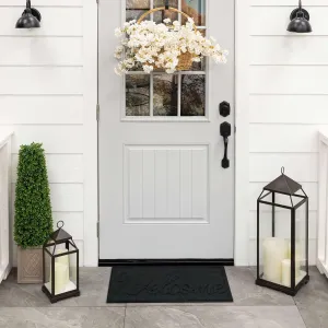 Mohawk Home Entryway Door Mat 1' 6" X 2' 6" All Weather Outdoor Non Slip Recycled Rubber Doormat, Big Welcome Black