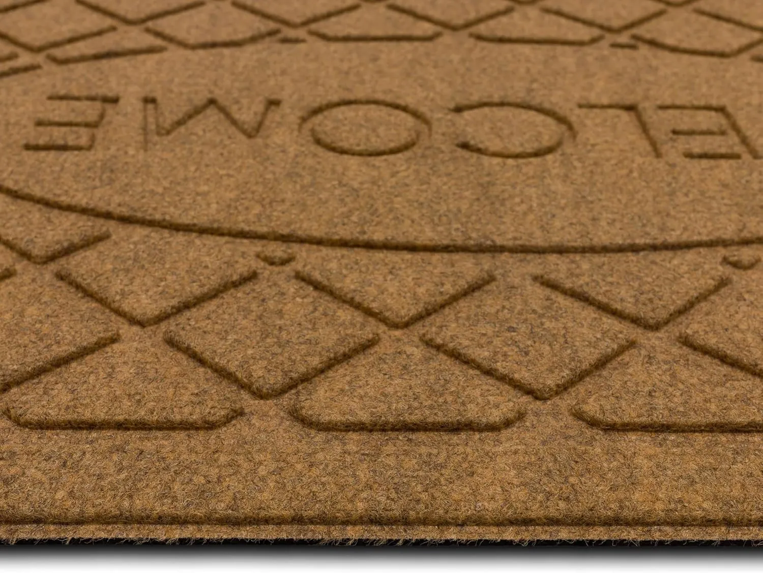 Mohawk Home Entryway Door Mat 2' X 4' All Weather Outdoor Non Slip Recycled Rubber Doormat, Welcome Impressions Light Brown