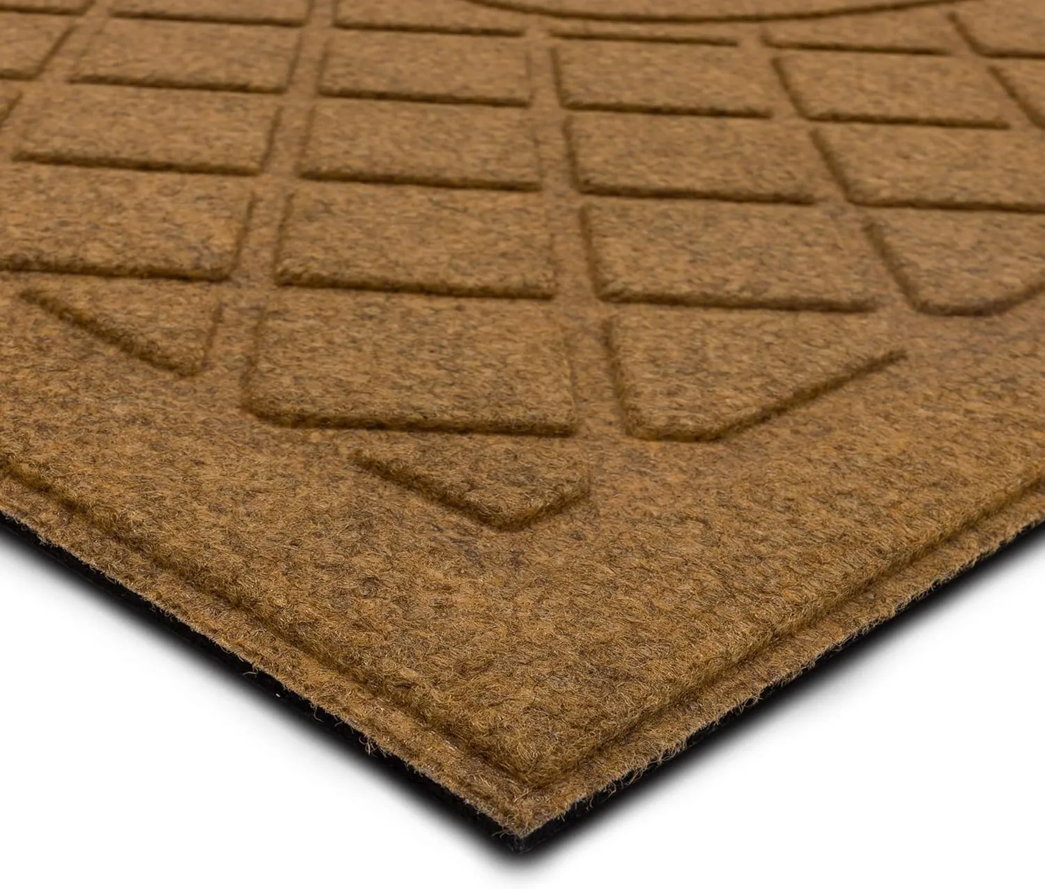 Mohawk Home Entryway Door Mat 2' X 4' All Weather Outdoor Non Slip Recycled Rubber Doormat, Welcome Impressions Light Brown