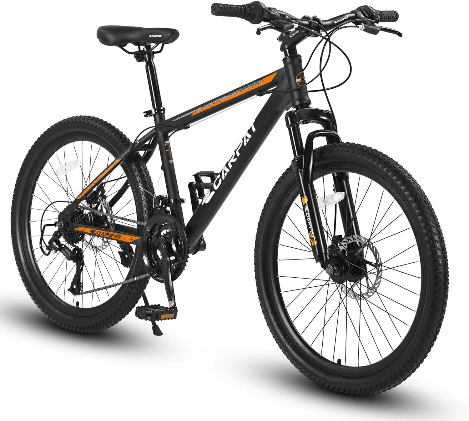 Mountain Bike 24 Inch Wheels, 21-Speed Mens Womens Trail Commuter City Mountain Bike,High Carbon Steel Frame Disc Brakes Thumb Shifter Front Fork Bicycles