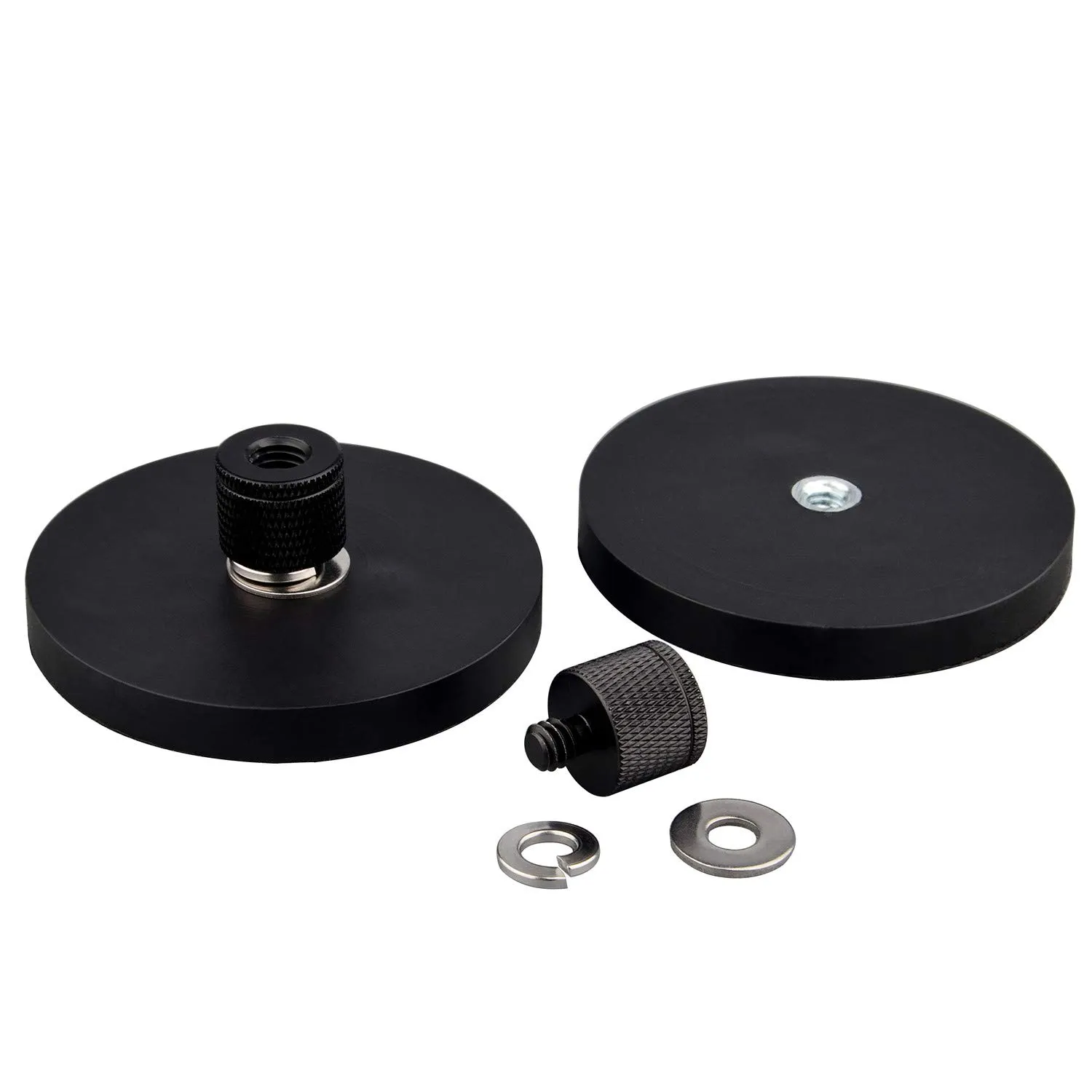 MUTUACTOR 2Pack 55lb Neodymium Rubber Coated Magnetic Mounting with 1/4’’& 3/8’’Female Thread , Scratch Free Rubber Magnetic Base for Camera , Led Lighting, Tools .