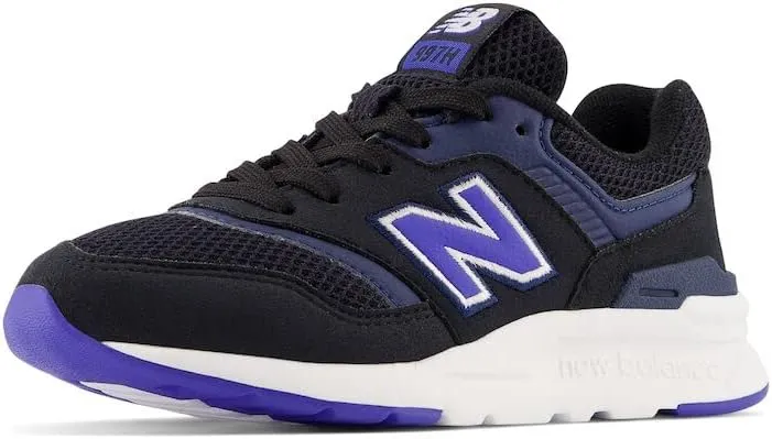 New Balance Boy's Kids 997H Bungee Lace Sneaker, Black/Marine Blue, 5 Wide Toddler