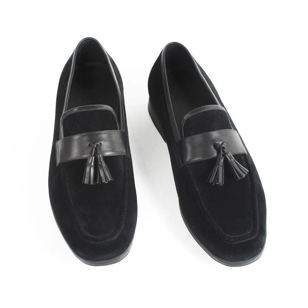 New Slip-On Suede Tassel Loafers Shoes Flat Square Toe Customized Men's Casual Footwear Office Driving Zapato Hombre