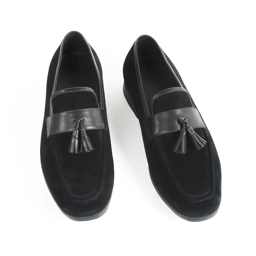 New Slip-On Suede Tassel Loafers Shoes Flat Square Toe Customized Men's Casual Footwear Office Driving Zapato Hombre