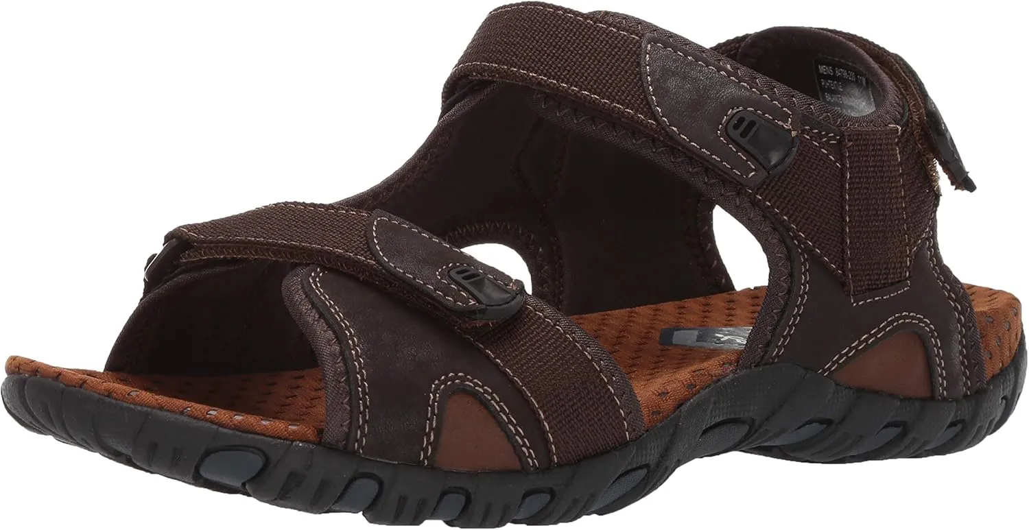 Nunn Bush Men's Rio Bravo Three Strap Outdoor Sport River Sandal with Hook and Loop Closure
