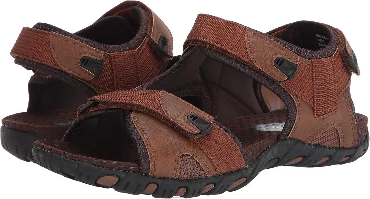 Nunn Bush Men's Rio Bravo Three Strap Outdoor Sport River Sandal with Hook and Loop Closure