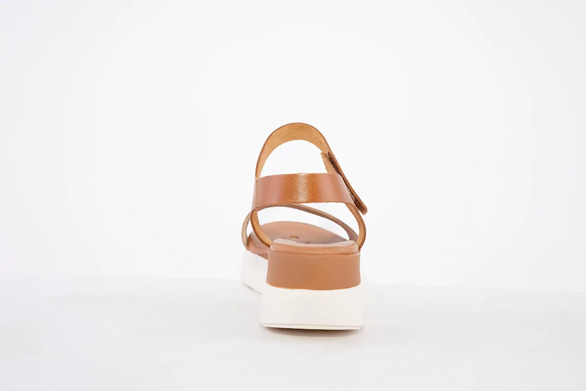 OH MY SANDALS - 5000 PLATFORM WEDGE VELCRO STRAP FASHION SANDAL - TAN