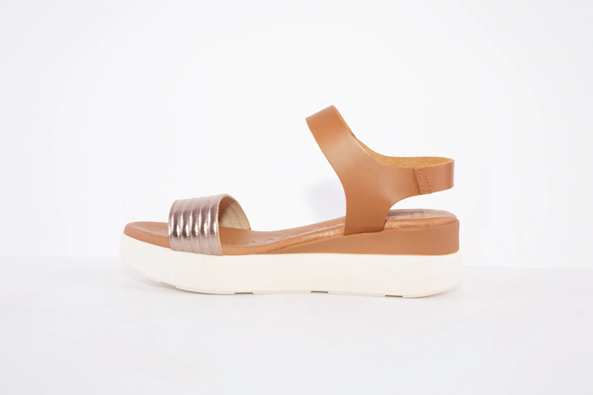 OH MY SANDALS - 5000 PLATFORM WEDGE VELCRO STRAP FASHION SANDAL - TAN