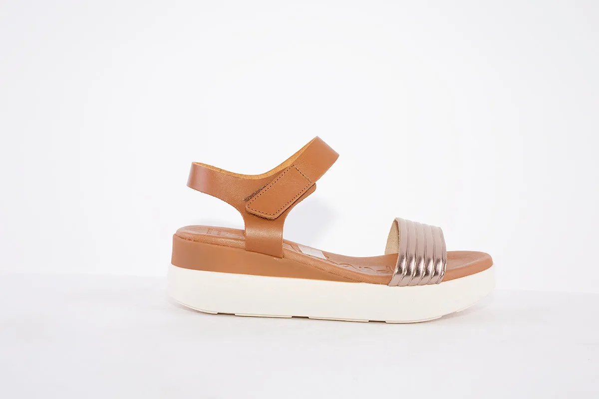 OH MY SANDALS - 5000 PLATFORM WEDGE VELCRO STRAP FASHION SANDAL - TAN