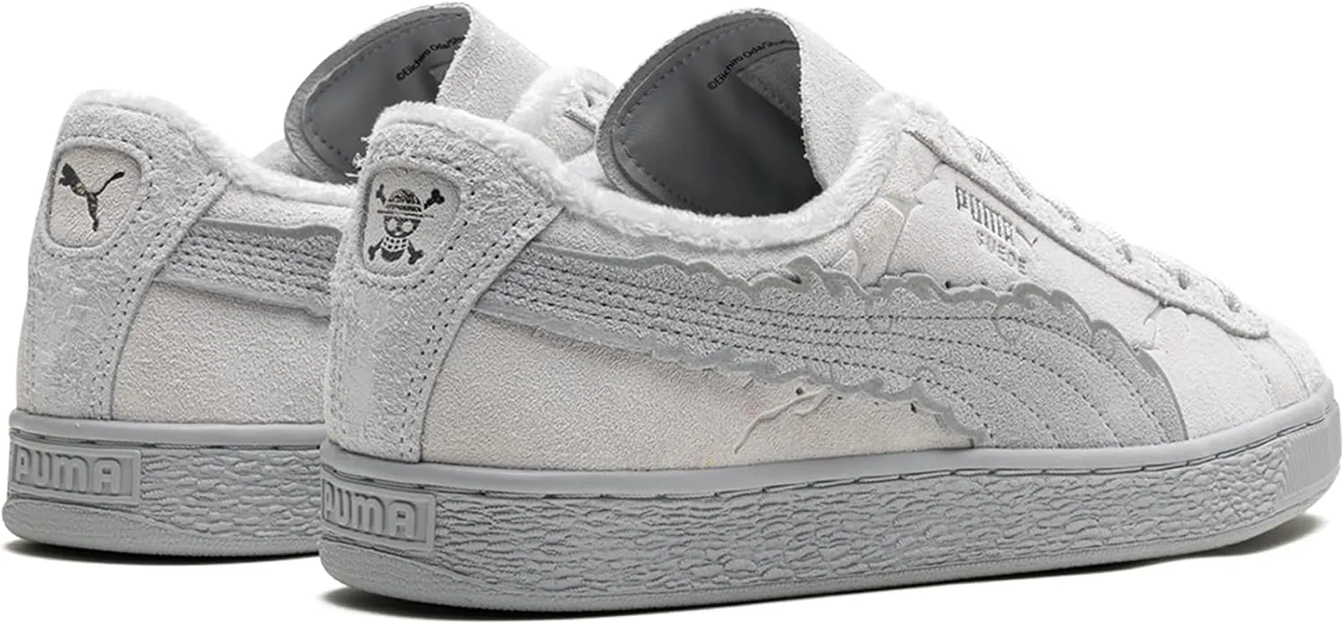One Piece Suede Straw Hat Luffy Mens Lifestyle Shoes (White/Grey)