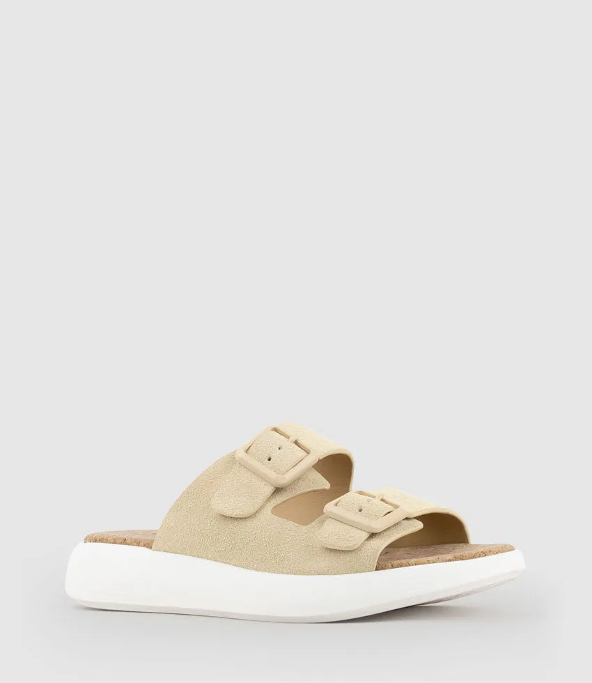 OSAKA Two Strap Slide on Unit in Sand Suede