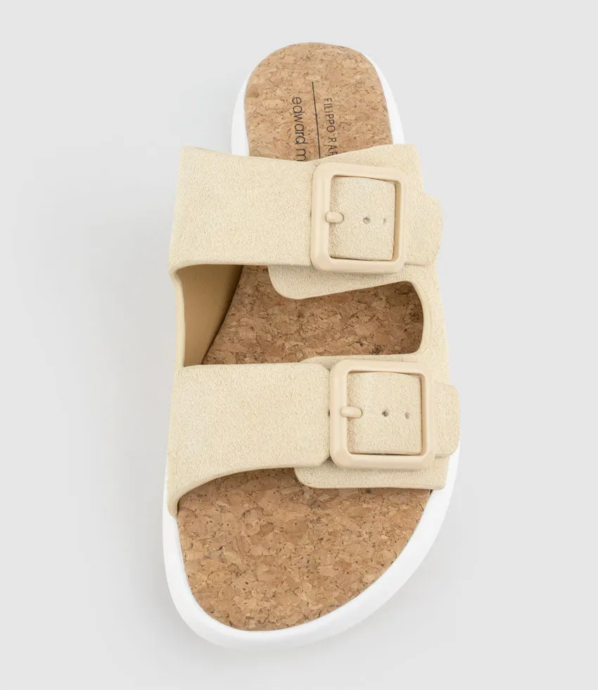 OSAKA Two Strap Slide on Unit in Sand Suede