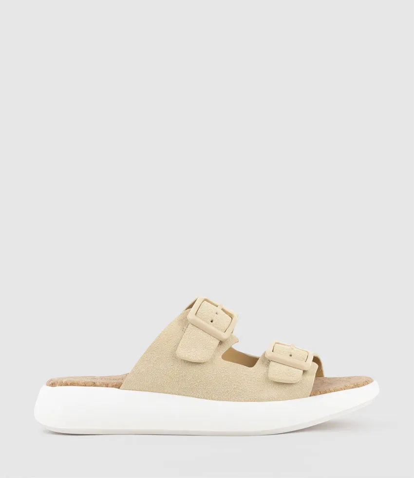 OSAKA Two Strap Slide on Unit in Sand Suede