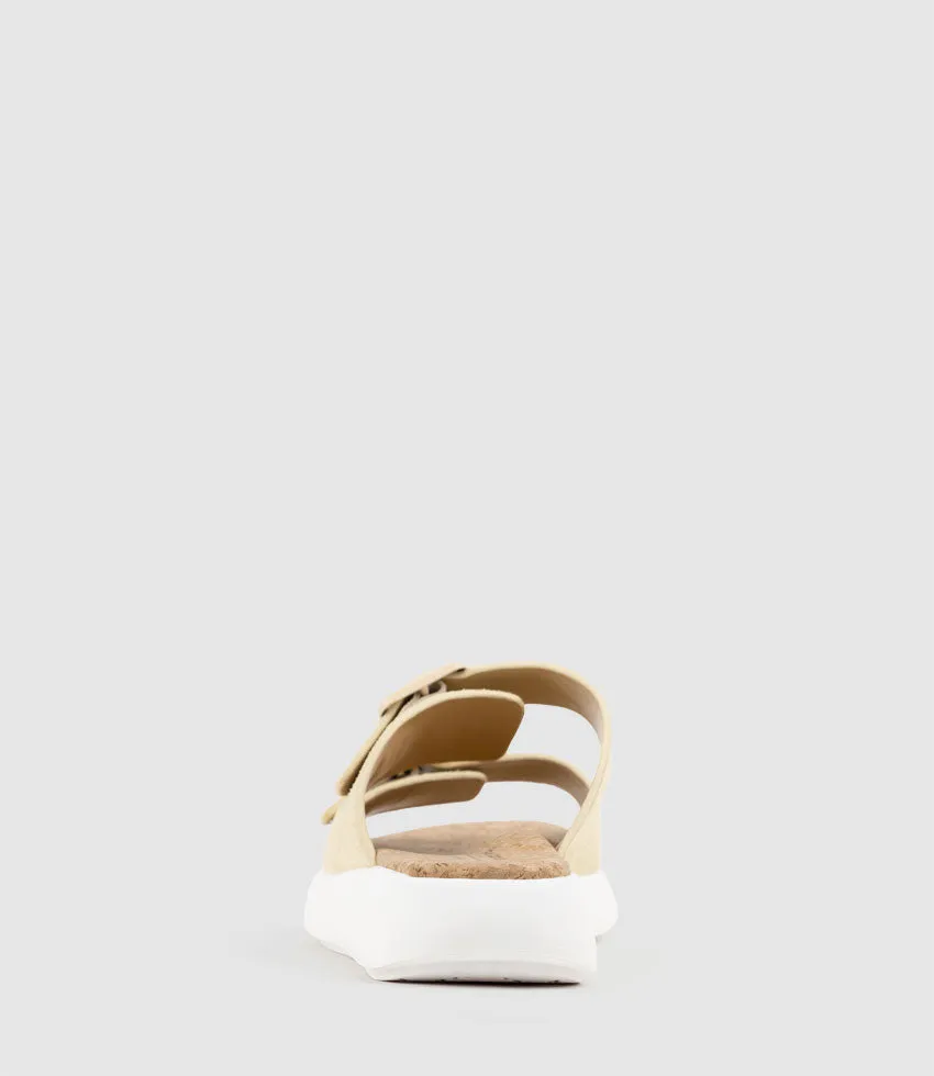 OSAKA Two Strap Slide on Unit in Sand Suede
