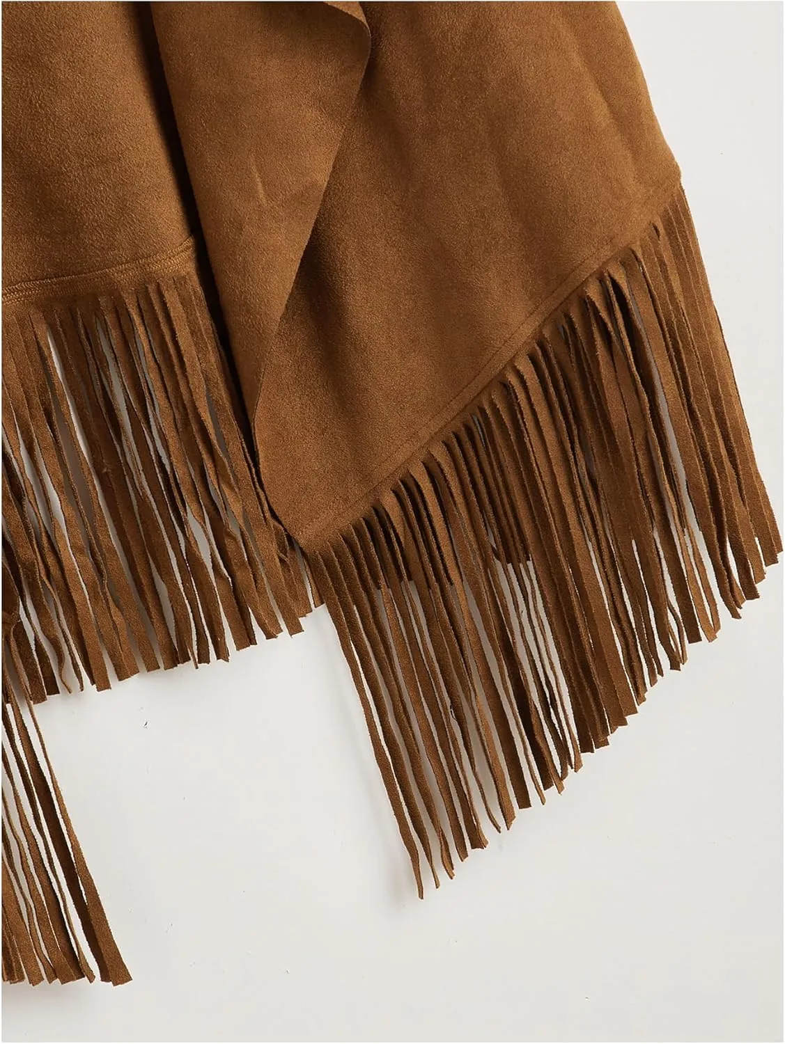 OYOANGLE Women's Fringe Suede Western Cowgirl Vests
