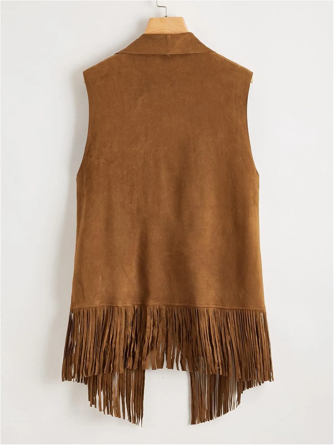 OYOANGLE Women's Fringe Suede Western Cowgirl Vests
