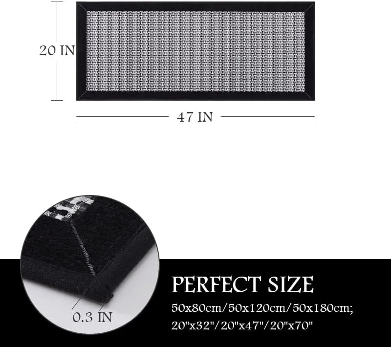 PADOOR Kitchen Mats for Floor, Kitchen Rugs Non Slip Washable, Rubber Backed Kitchen Runner Super Absorbent Kitchen Floor Mat Sink Rug, 20”x47” Black