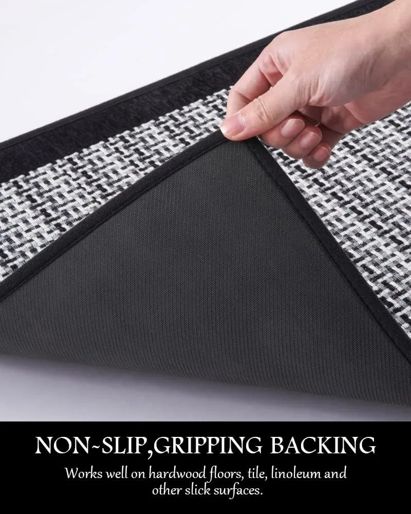 PADOOR Kitchen Mats for Floor, Kitchen Rugs Non Slip Washable, Rubber Backed Kitchen Runner Super Absorbent Kitchen Floor Mat Sink Rug, 20”x47” Black