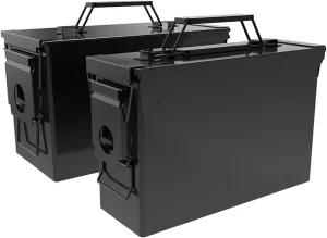 PATRON Cal Ammo Can Metal 9mm Ammo Box Storage Crate case for Shotgun Bullet Rifle Nerf Ammunition Waterproof case-Gard Organizer(Black)