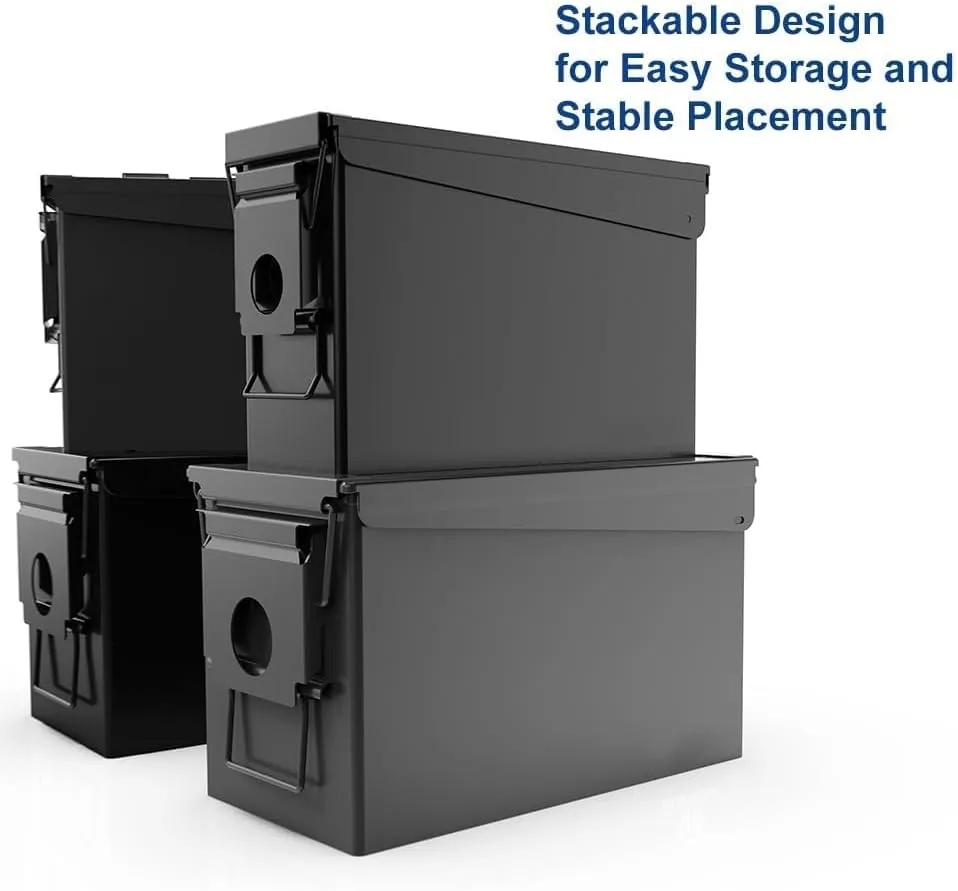 PATRON Cal Ammo Can Metal 9mm Ammo Box Storage Crate case for Shotgun Bullet Rifle Nerf Ammunition Waterproof case-Gard Organizer(Black)