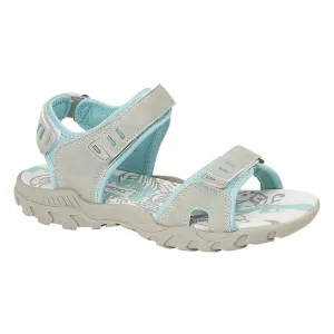 PDQ Ladies 3 Strap Touch Fastening Walking Sandal Grey Mint