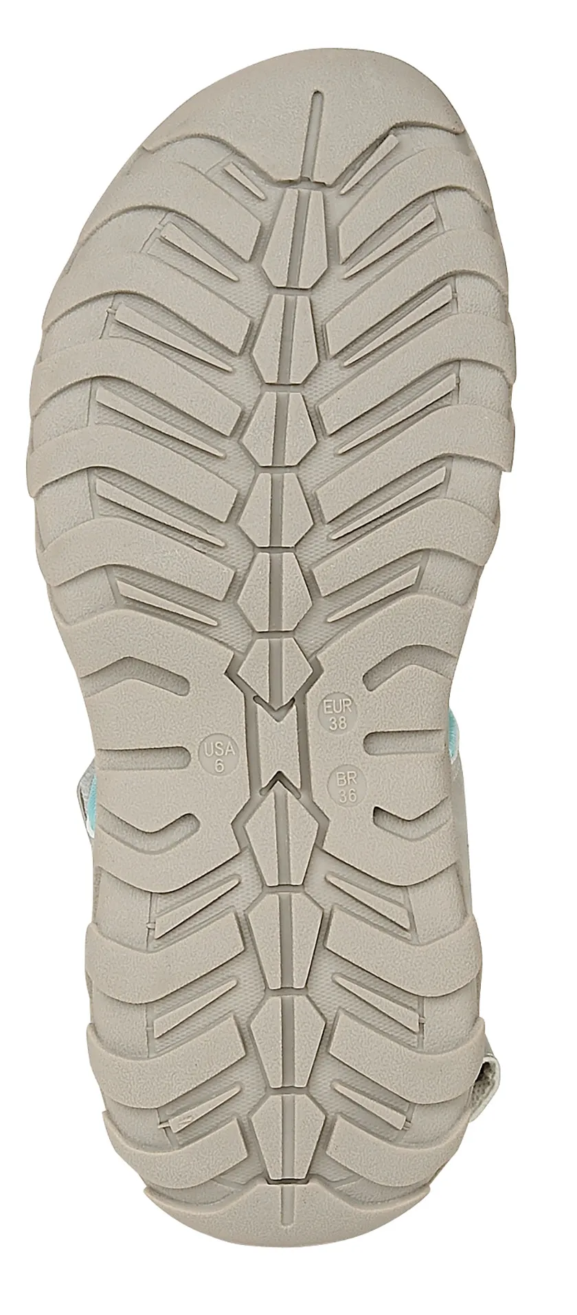 PDQ Ladies 3 Strap Touch Fastening Walking Sandal Grey Mint