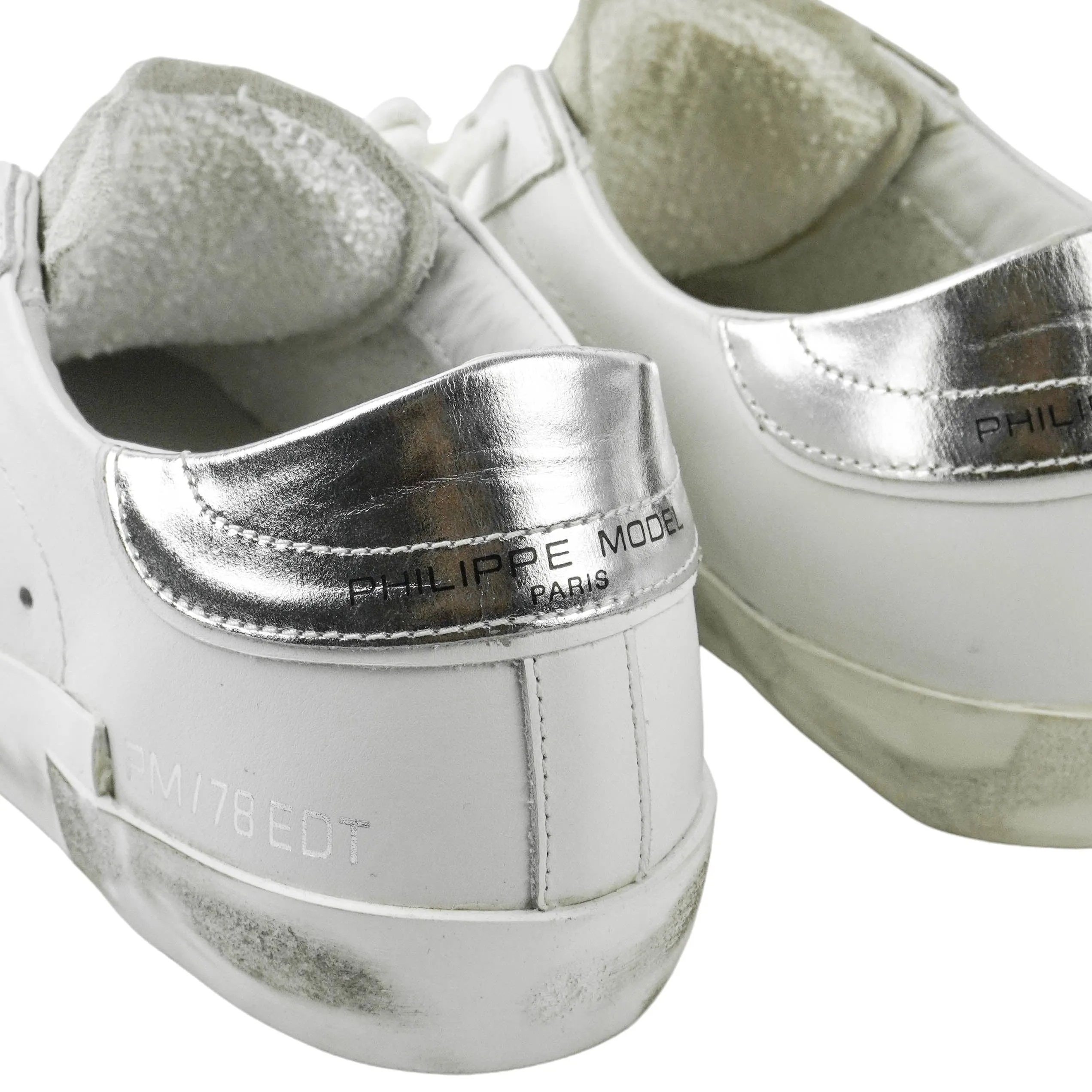 Philippe Model Sneakers in White and Silver