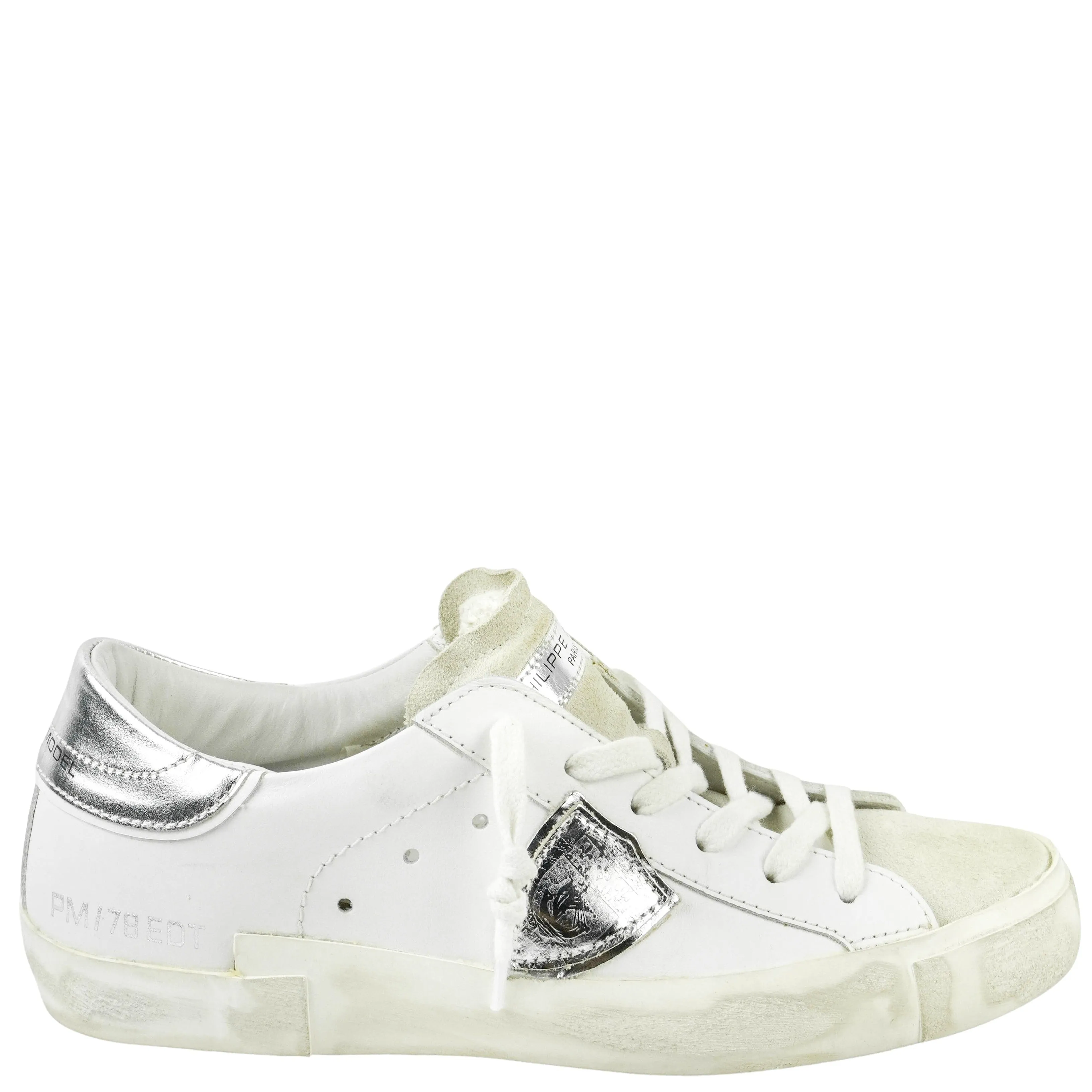 Philippe Model Sneakers in White and Silver