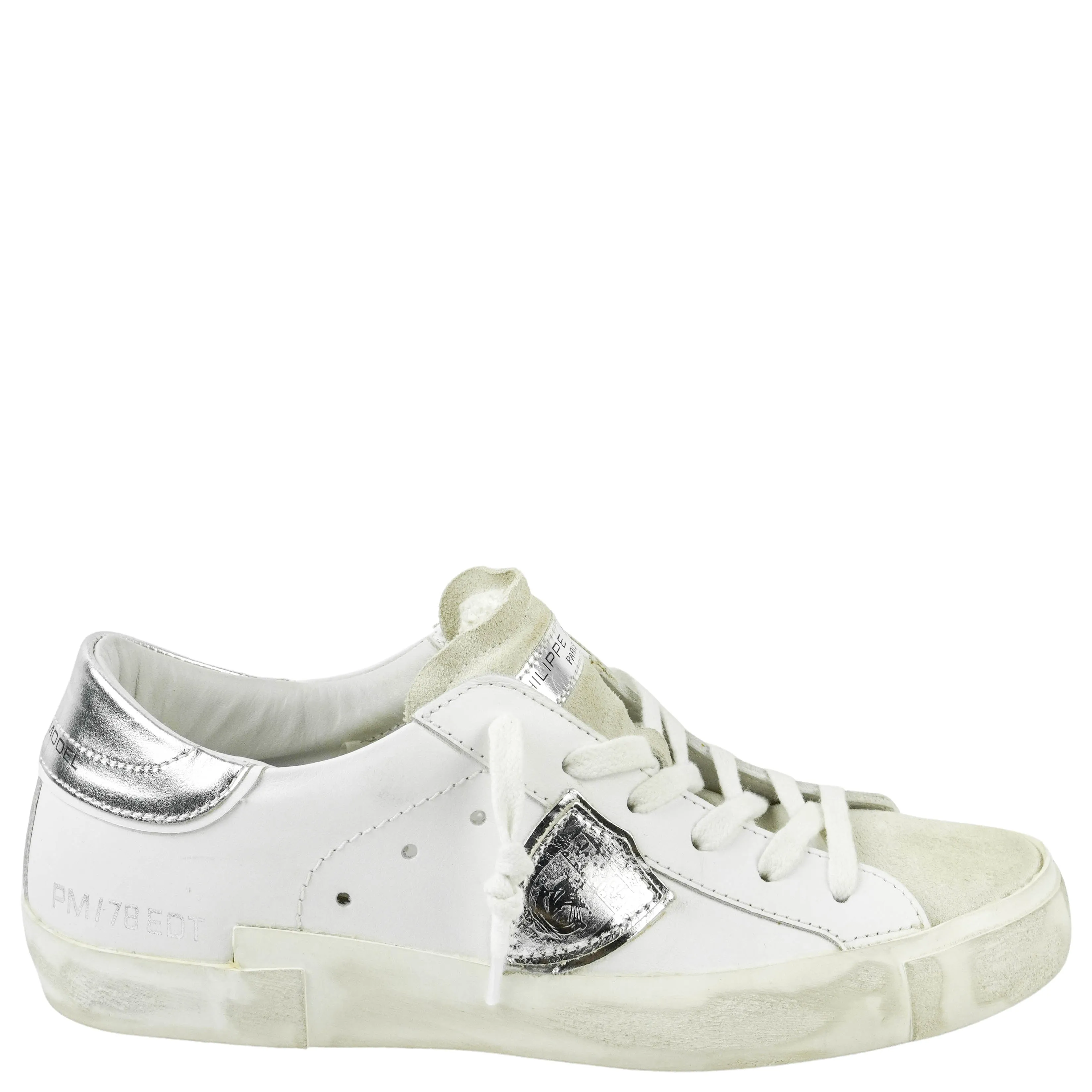 Philippe Model Sneakers in White and Silver
