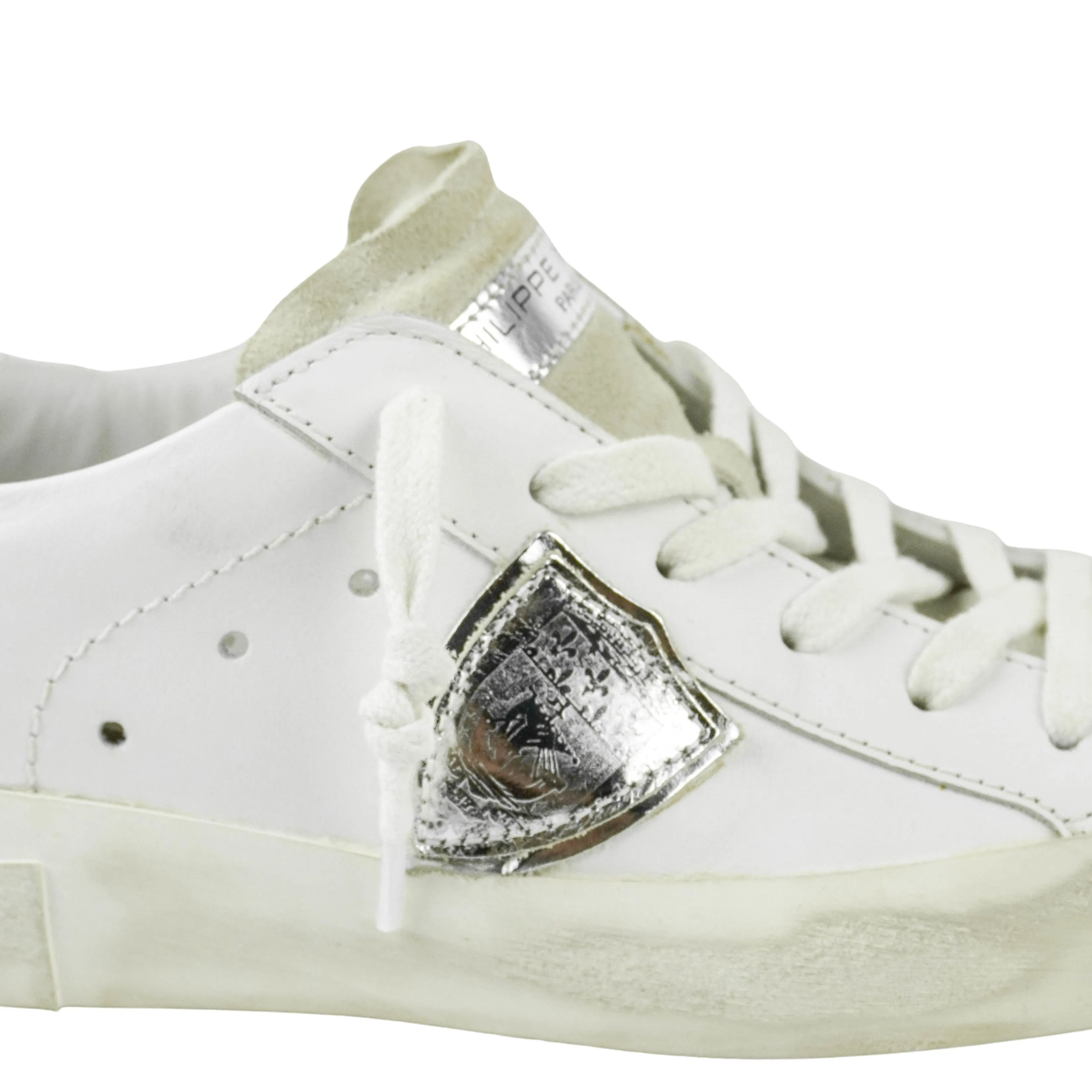 Philippe Model Sneakers in White and Silver