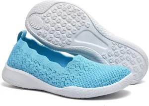 poemlady Women's Walking Shoes - Mesh Slip on Sneaker Knit Round Toe Casual Memory Foam Low Wedge Nurse Shoes for Work
