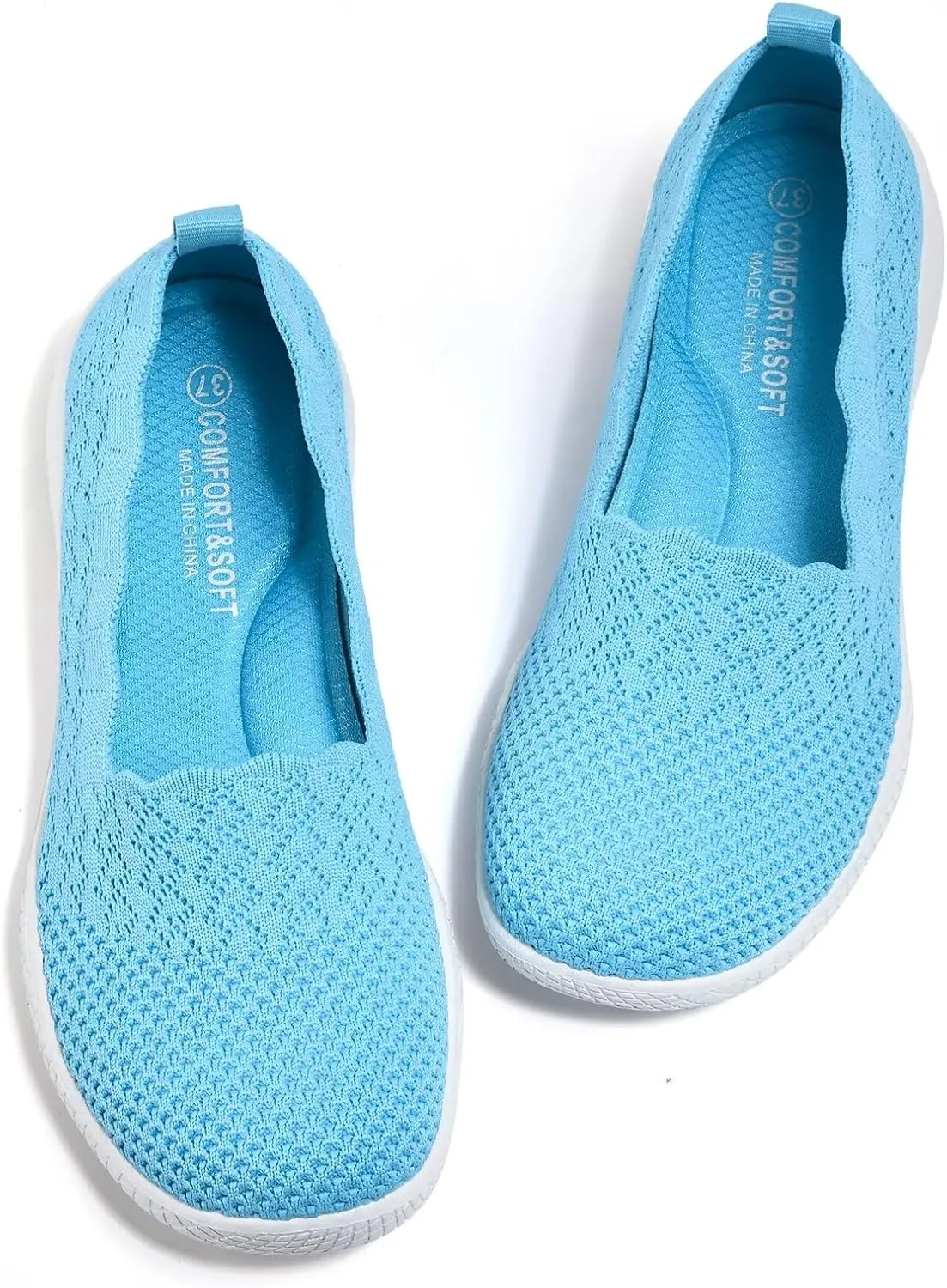poemlady Women's Walking Shoes - Mesh Slip on Sneaker Knit Round Toe Casual Memory Foam Low Wedge Nurse Shoes for Work