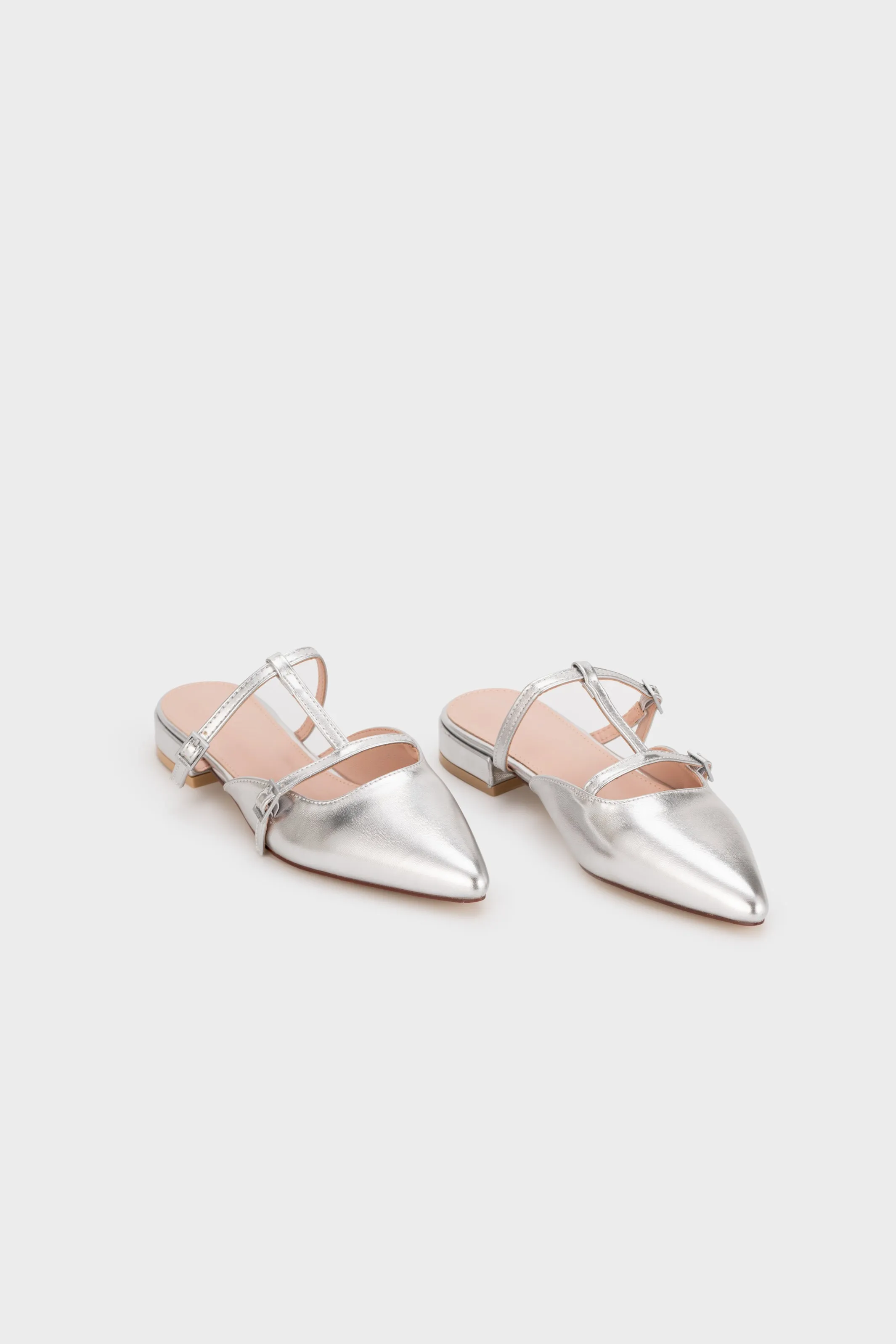 POINTY TOE BUCKLE STRAP LOW HEEL MULE