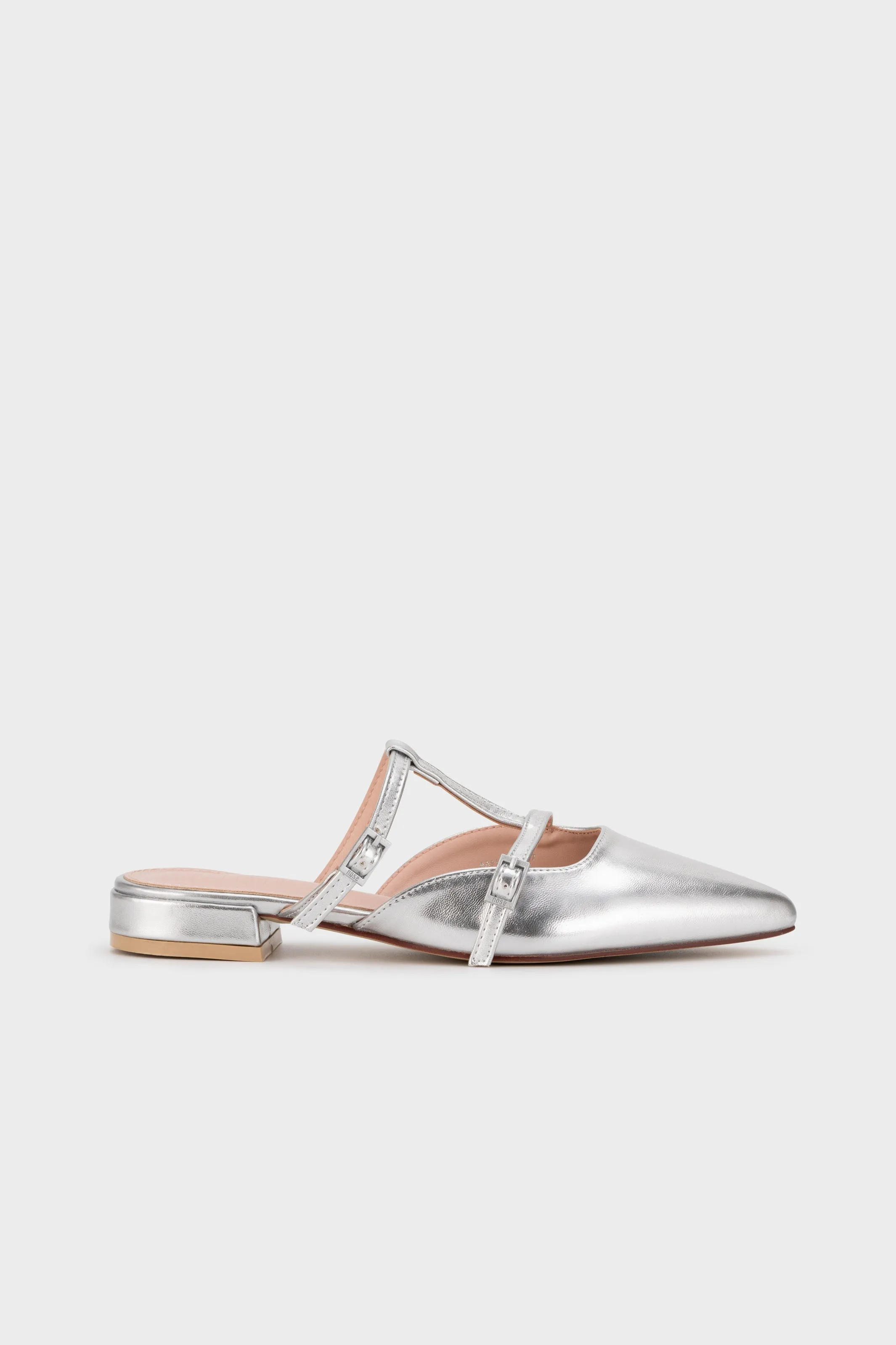 POINTY TOE BUCKLE STRAP LOW HEEL MULE