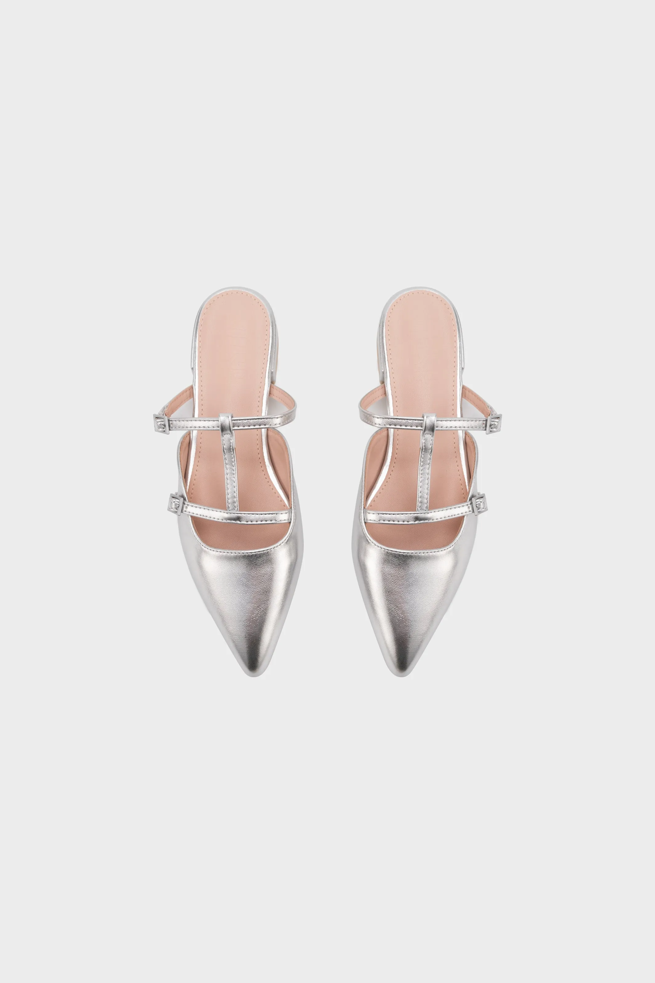 POINTY TOE BUCKLE STRAP LOW HEEL MULE