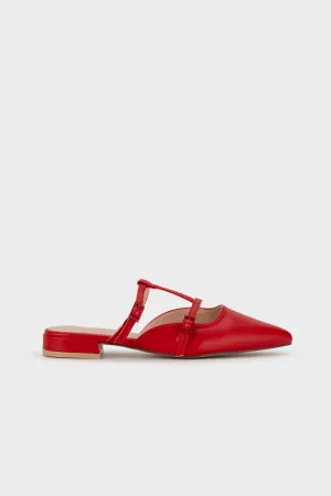 POINTY TOE BUCKLE STRAP LOW HEEL MULE