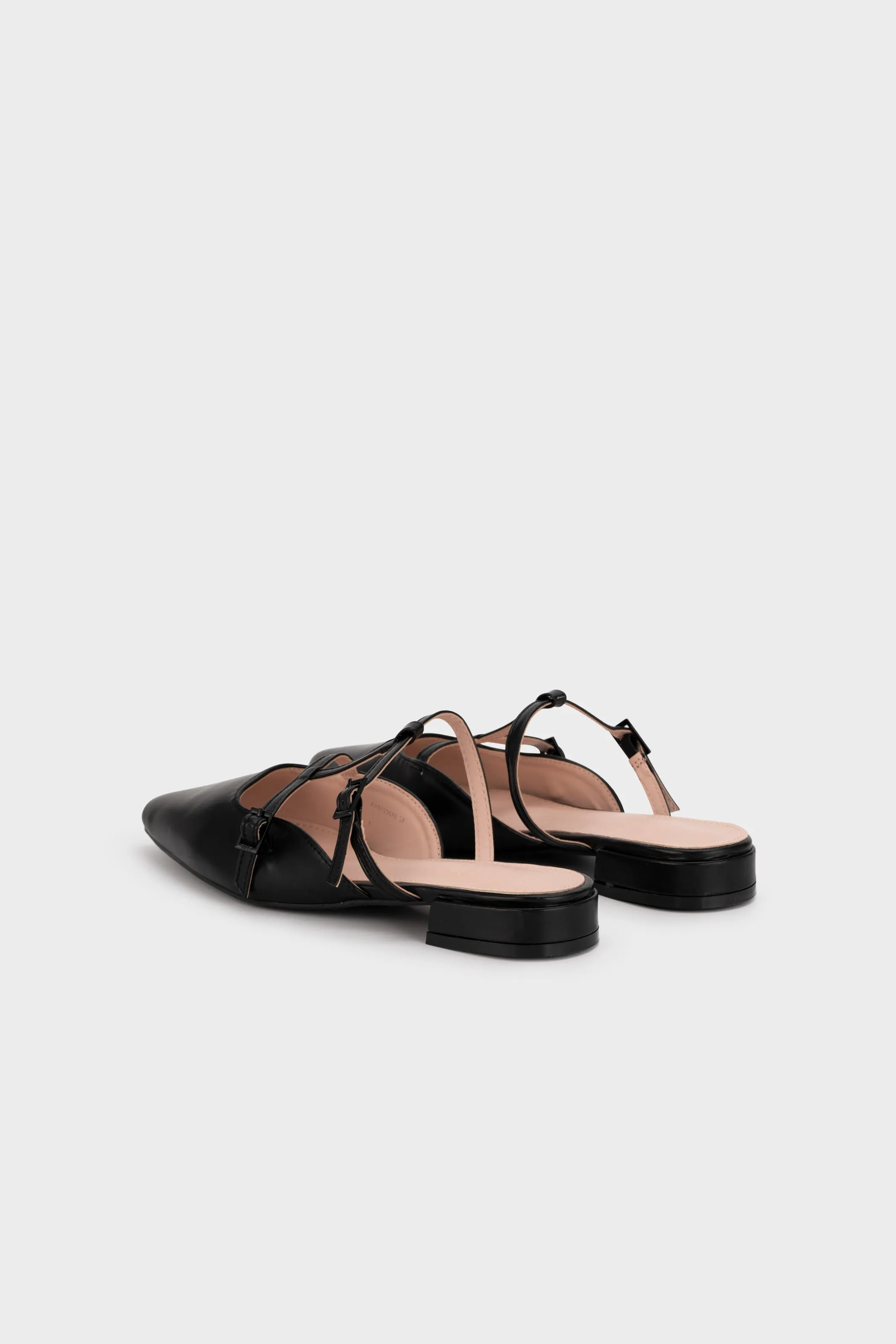 POINTY TOE BUCKLE STRAP LOW HEEL MULE
