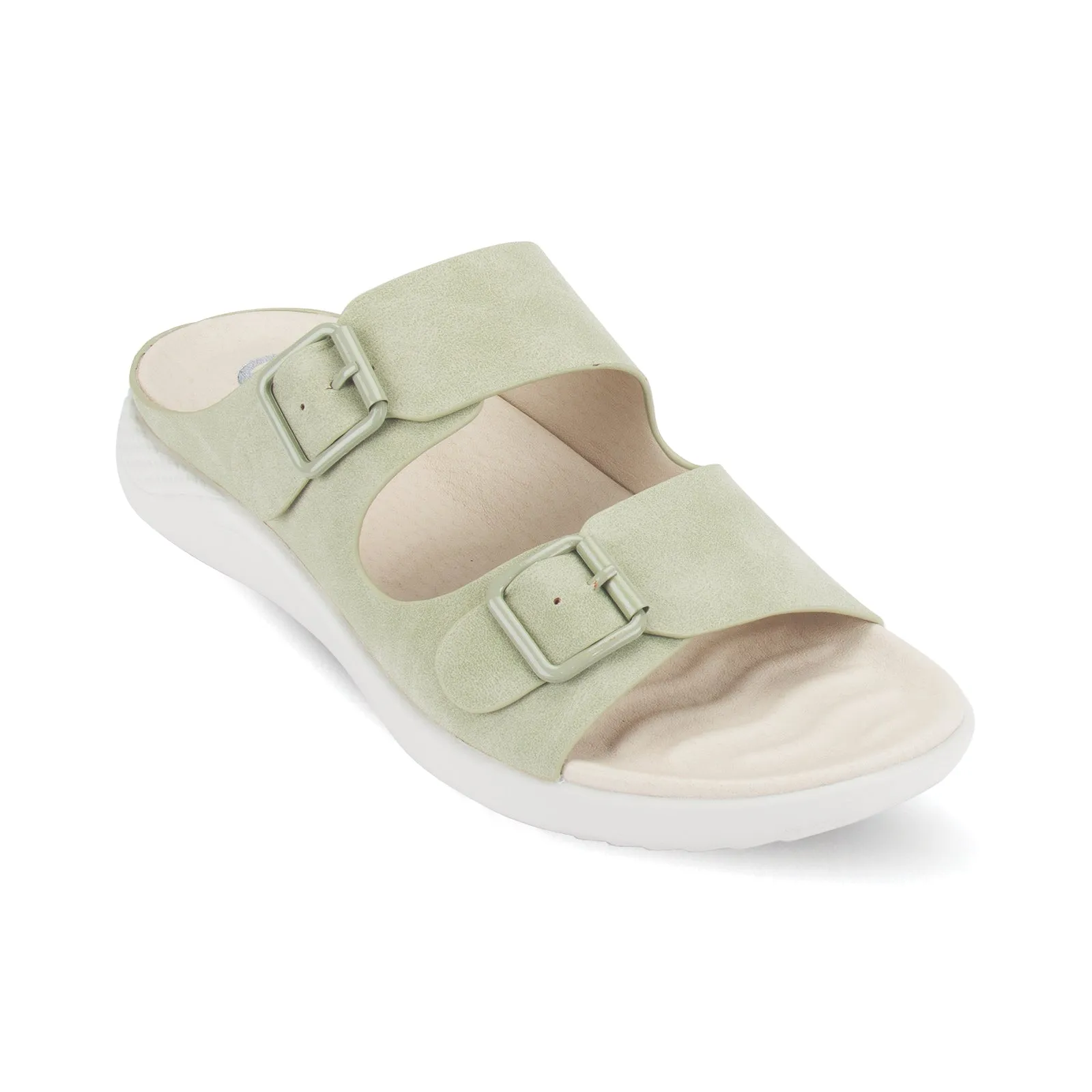 Polly women's naturale tone buckle strap mule