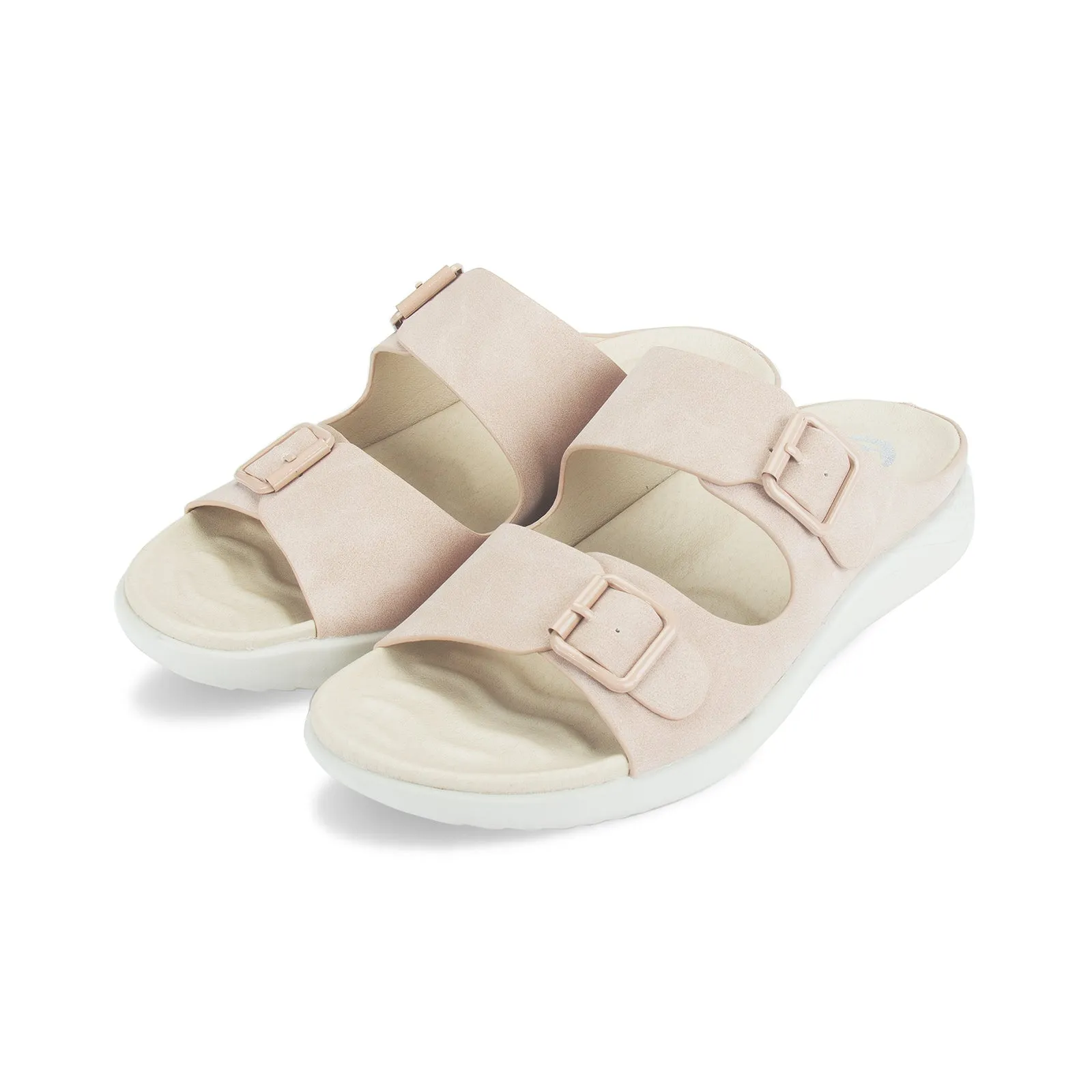 Polly women's naturale tone buckle strap mule