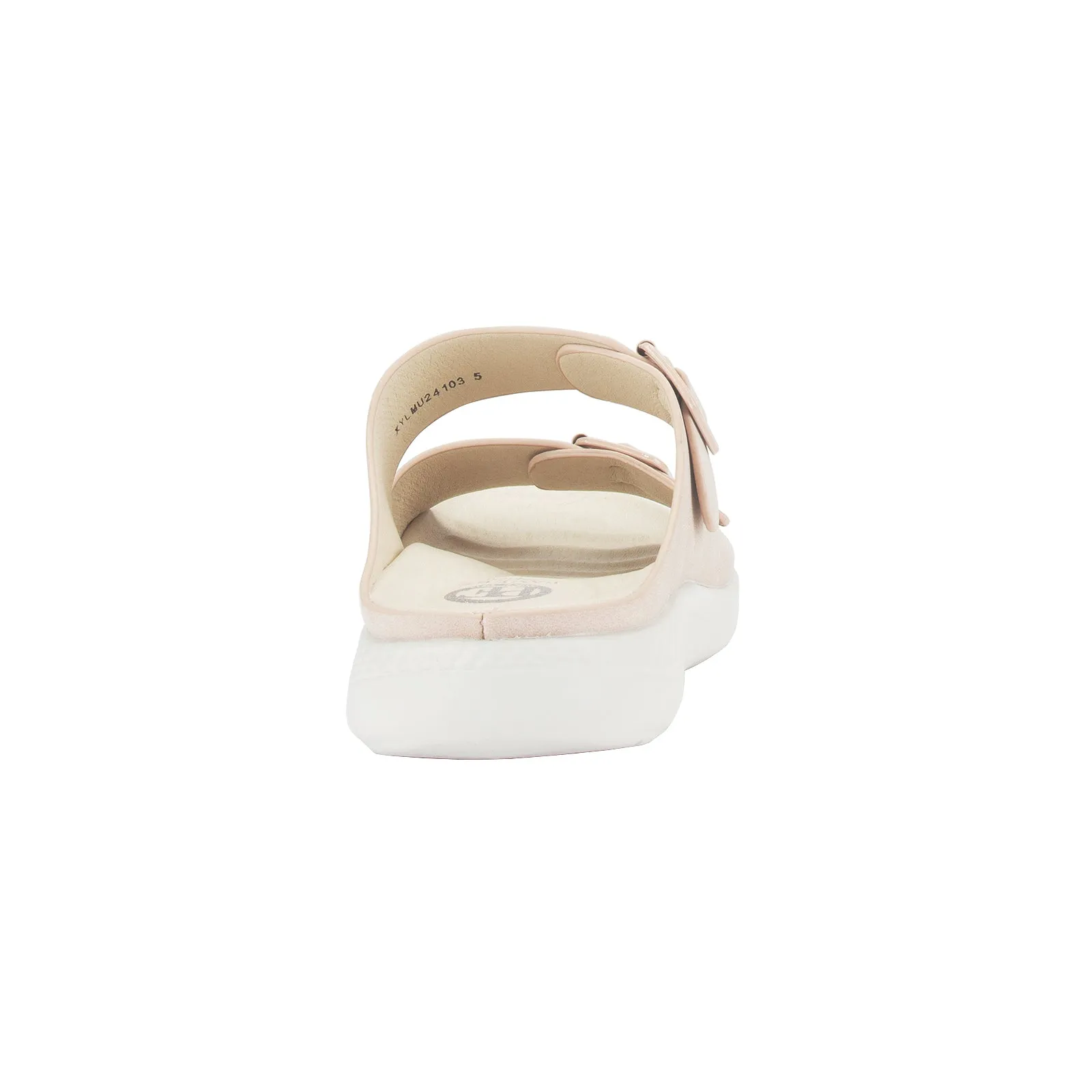 Polly women's naturale tone buckle strap mule