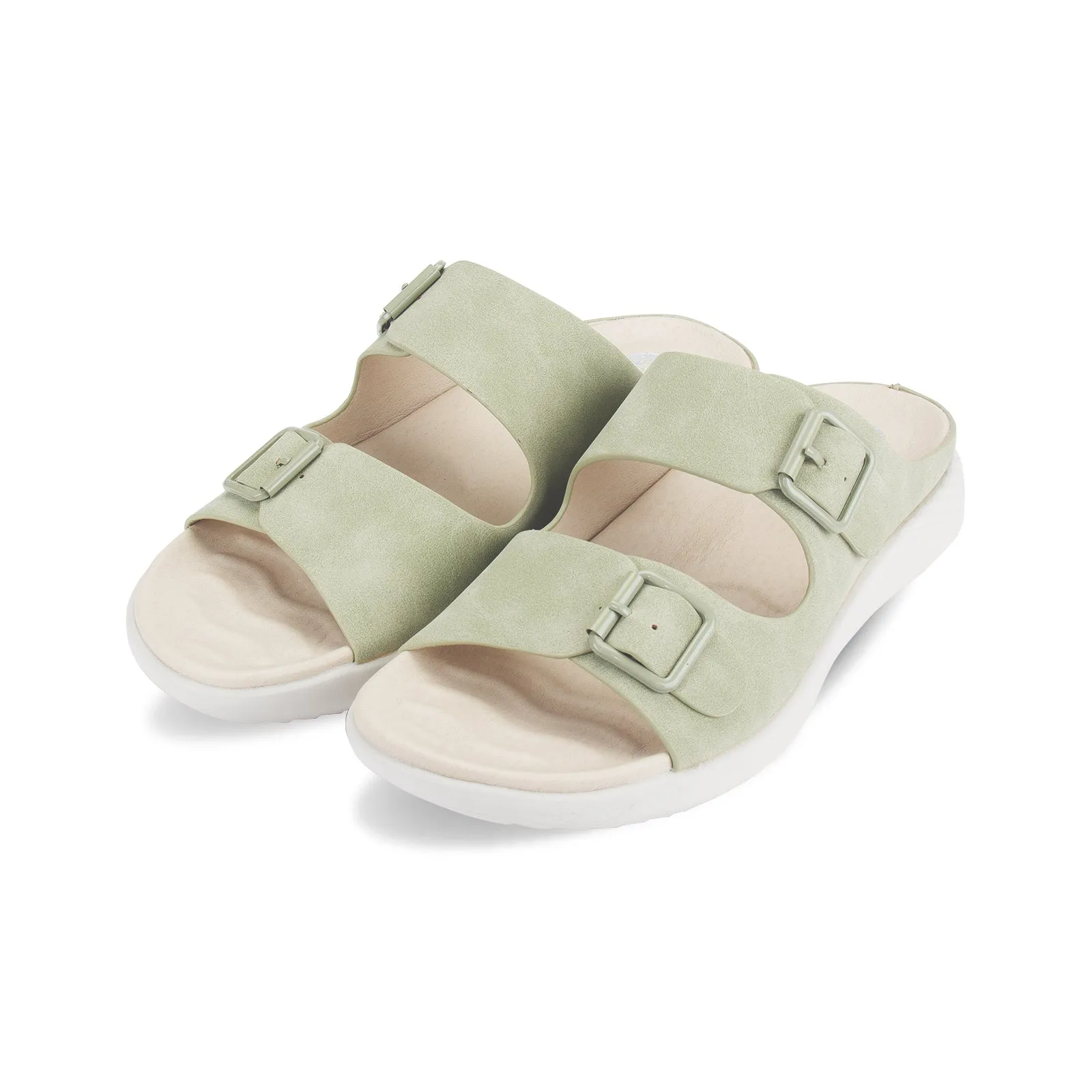 Polly women's naturale tone buckle strap mule