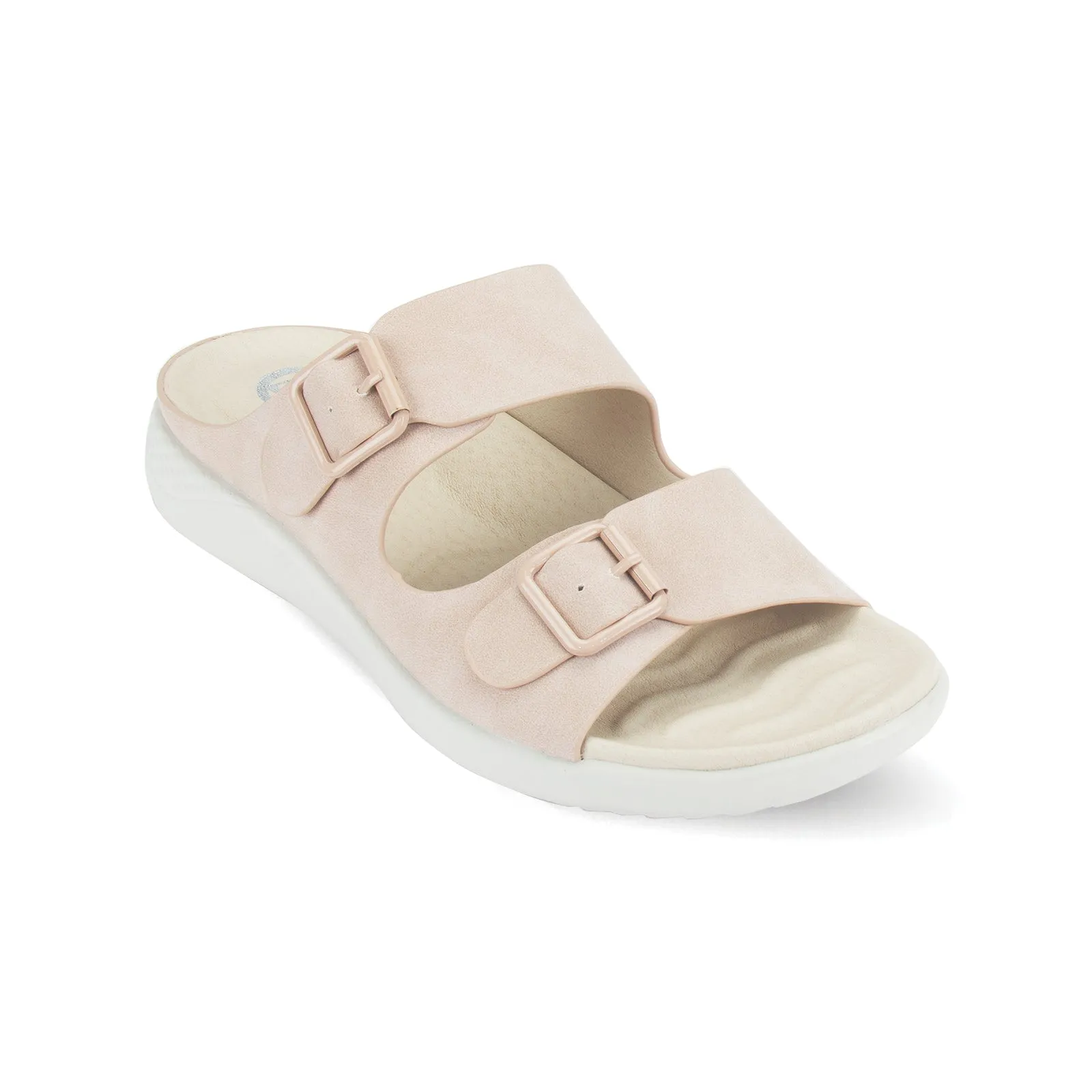 Polly women's naturale tone buckle strap mule