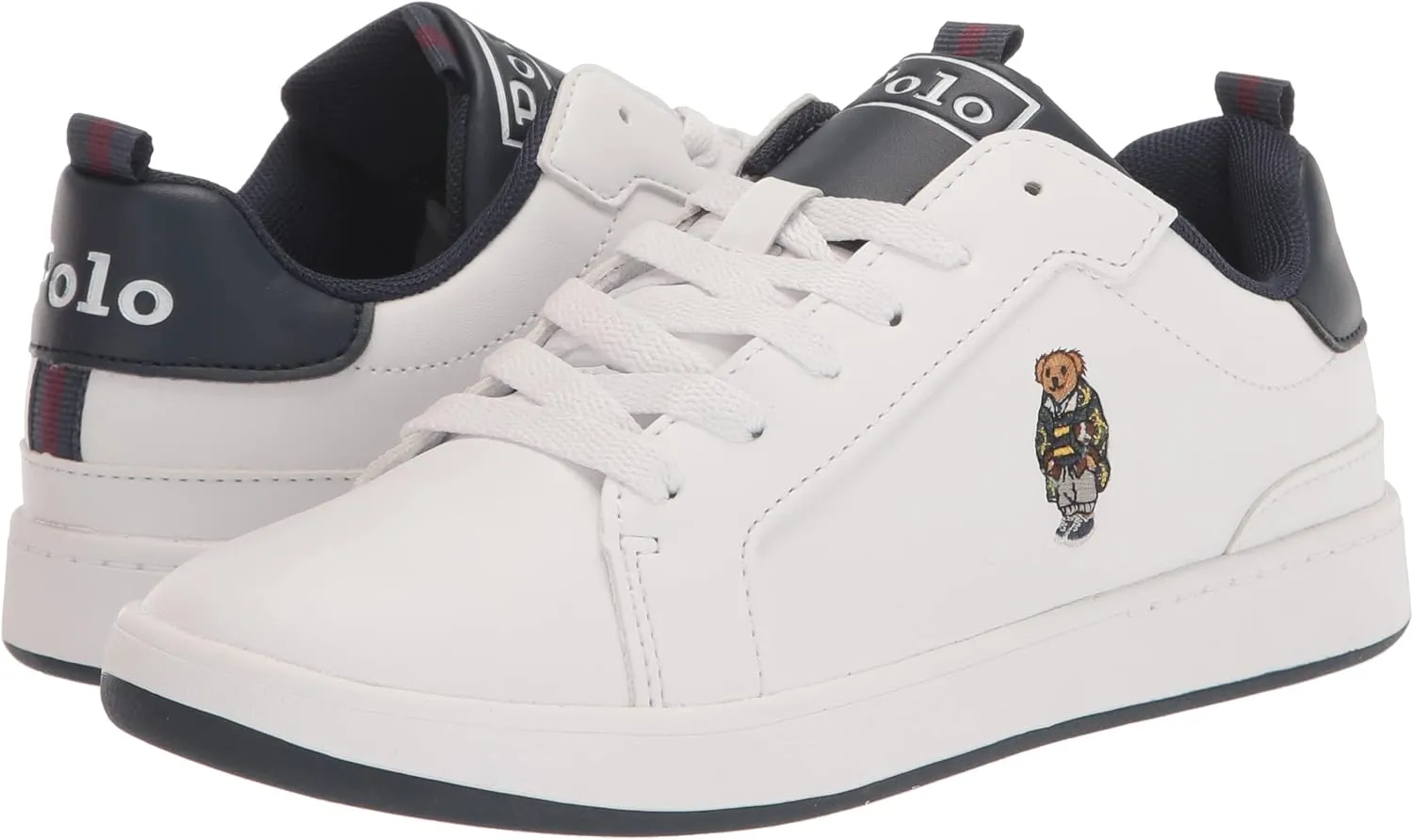 POLO RALPH LAUREN Boy's Heritagecourtbear Wht/Ny/Tggle Sneaker