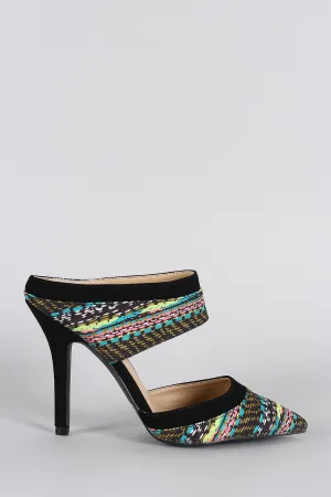 Qupid Urgent sale Reliable performance Abstract Pump Print Mule Toe Pointy