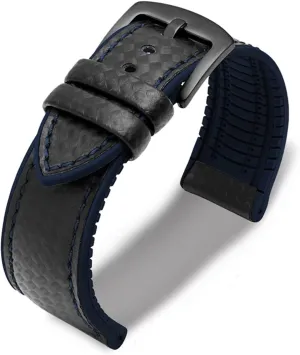 RHAIYAN 18mm 20mm 22mm 24mm Premium-Grade Waterproof Silicone Watch Strap Men Women Rubber Wrist Band Bracelet Accessories Compatible With Omega Specific ( Color : Black-black blue , Size : 24mm )