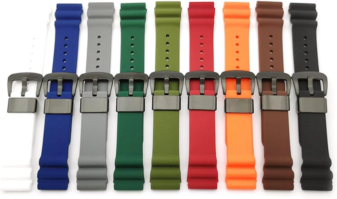 RHAIYAN 22mm Sport Silicone Strap Stainless Steel Hoop Buckle Diver Waterproof Men Rubber Replacement Watch Wrist Band Compatible with Seiko Prospex Specific (Color : Grey, Size : 22mm)