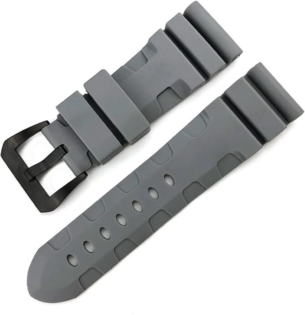 RHAIYAN Natural Rubber Strap Waterproof Silicone Watch Band Watch Accessories 24mm 26mm Best Compatible with Panerai Fat Sea PAM380 351 111 Specific (Color : Gay, Size : 26mm Silver Buckle)