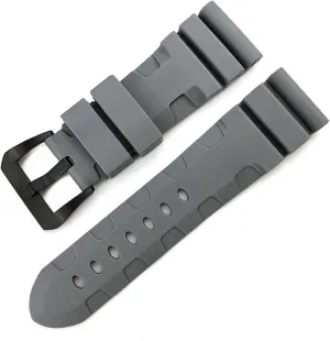 RHAIYAN Natural Rubber Strap Waterproof Silicone Watch Band Watch Accessories 24mm 26mm Best Compatible with Panerai Fat Sea PAM380 351 111 Specific (Color : Gay, Size : 26mm Silver Buckle)