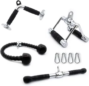 RitFit Cable Machine Attachments for Gym, LAT Pulldown Accessories with Multi-Option: V Bar, Tricep Rope, Double D Handle, Rotating Straight Bar, for Weight Fitness